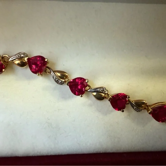 Helzberg Diamonds Gold Bracelet with Red Heart Accents - Picture 3 of 3